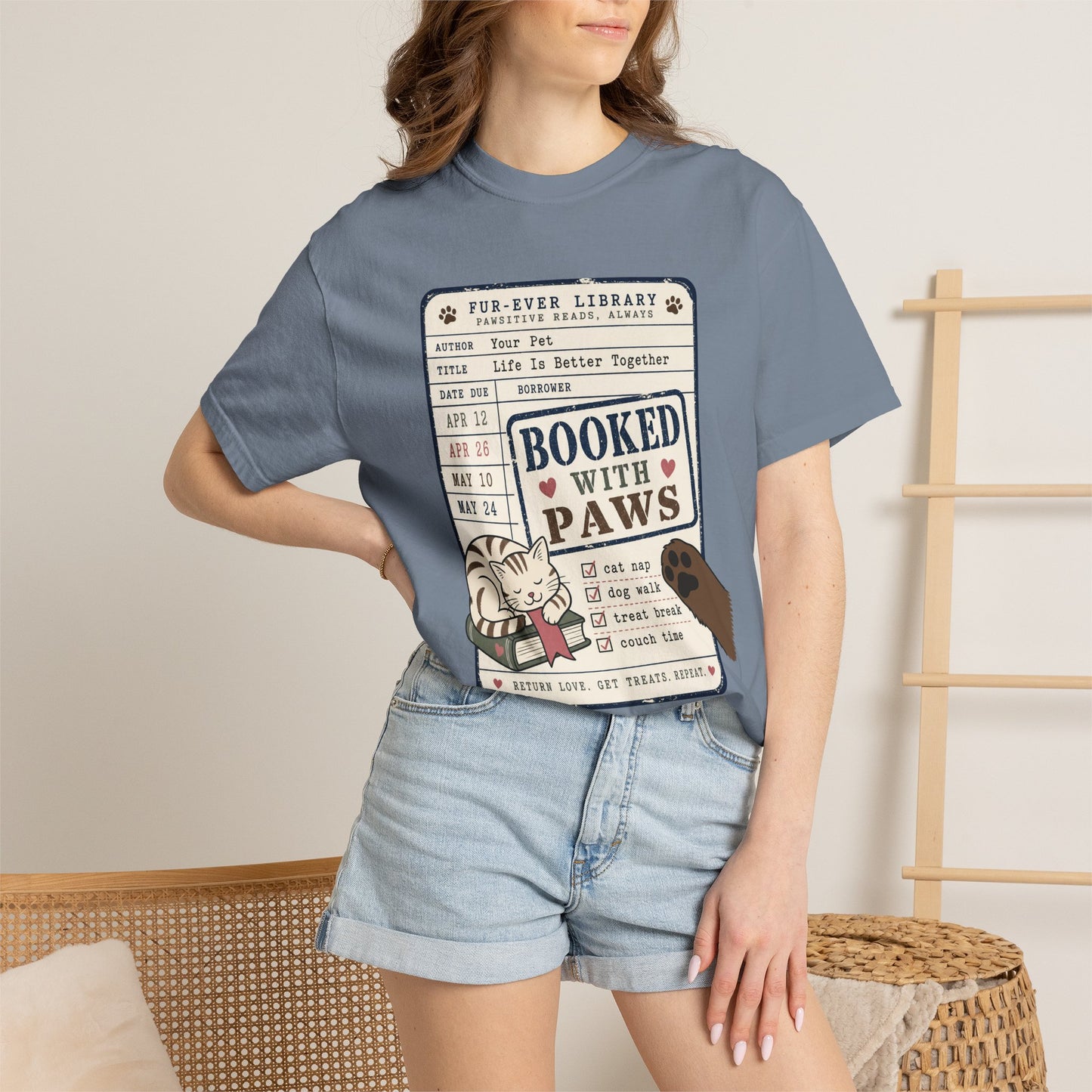 Booked With Paws Library Card Shirt - Cute Pet Lover T-Shirt