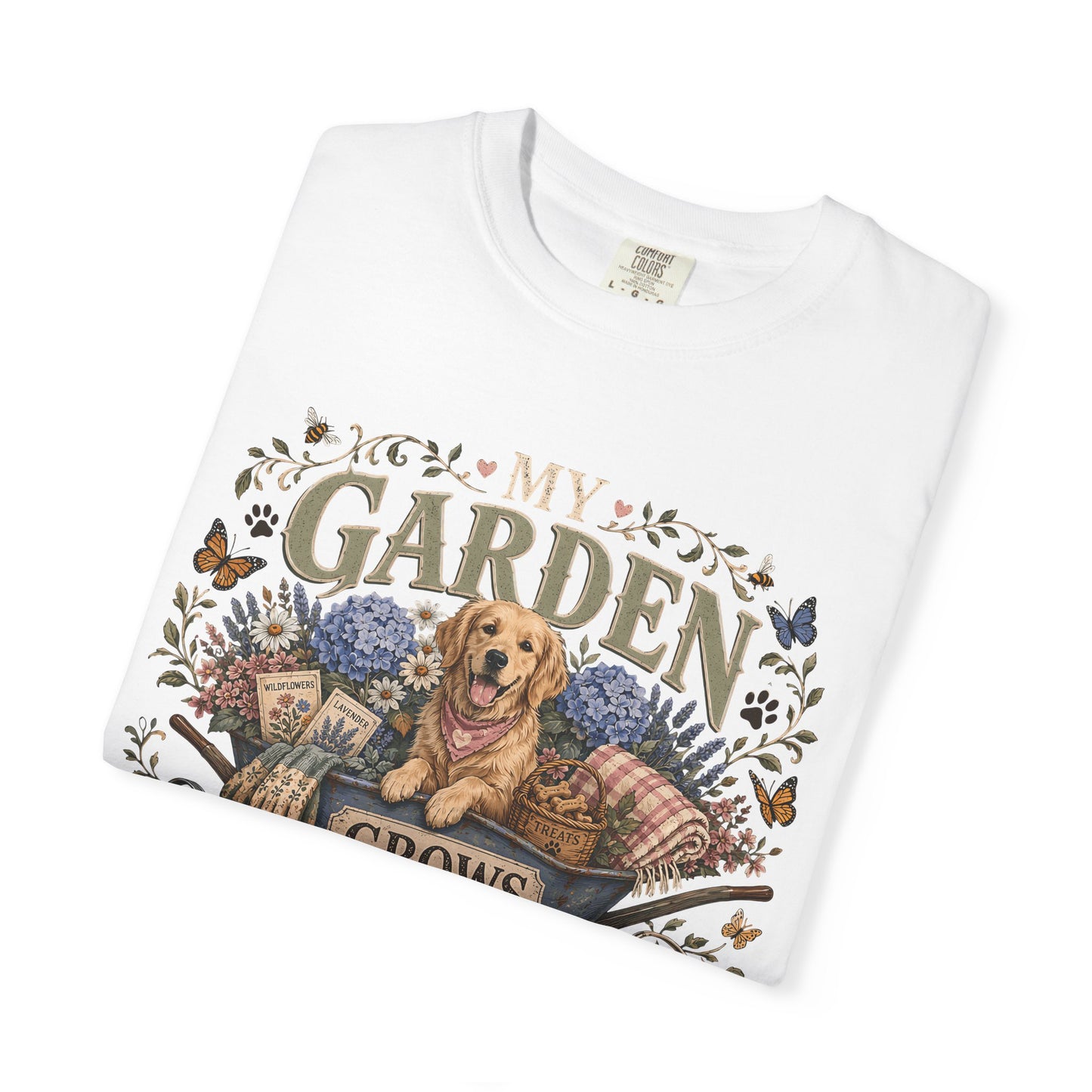 My Garden Grows Better with Paws" Dog & Gardening T-Shirt