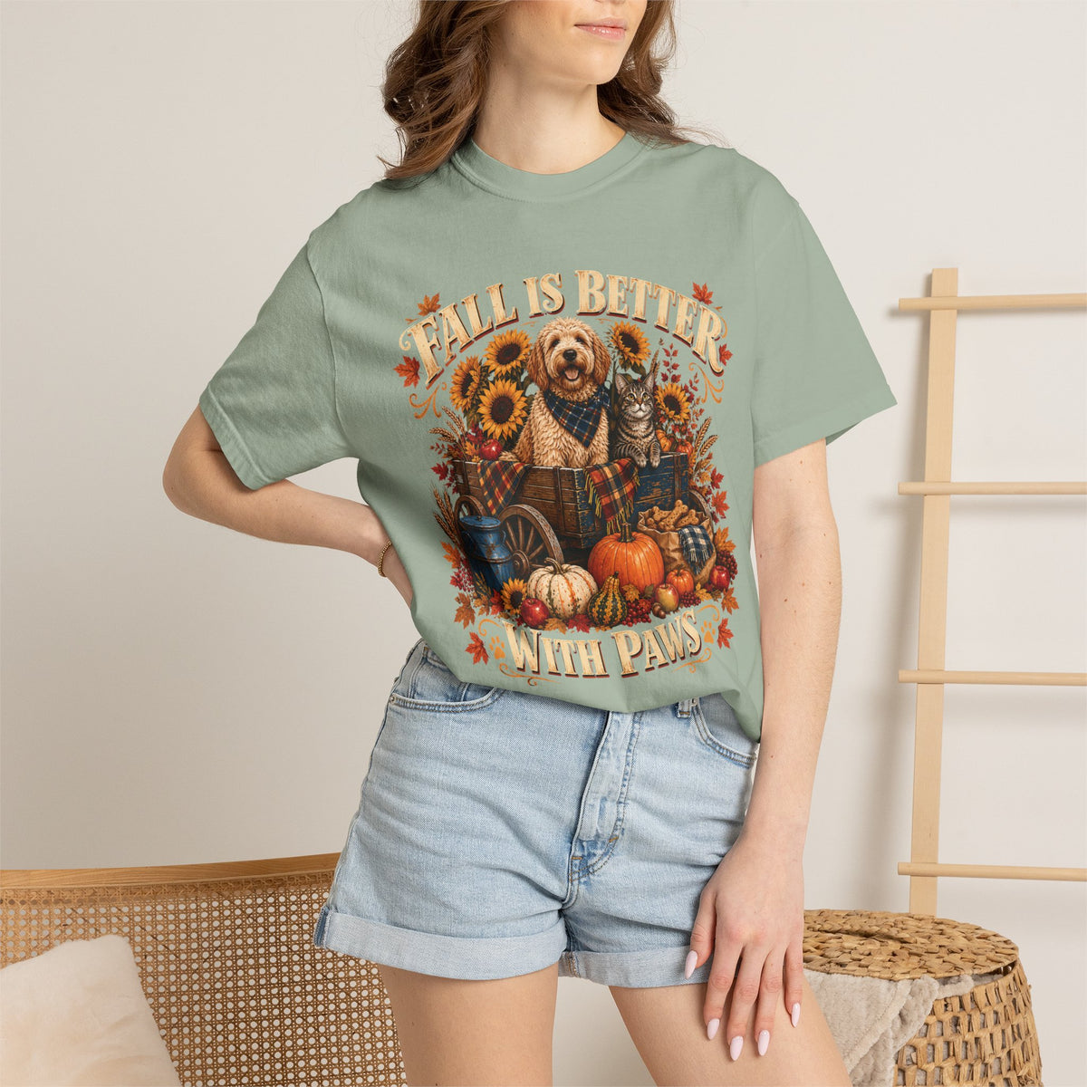 Fall Is Better With Paws – Dog & Cat Autumn T-Shirt