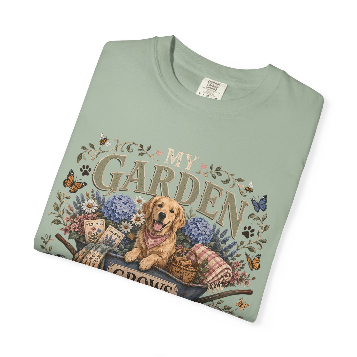 My Garden Grows Better with Paws" Dog & Gardening T-Shirt
