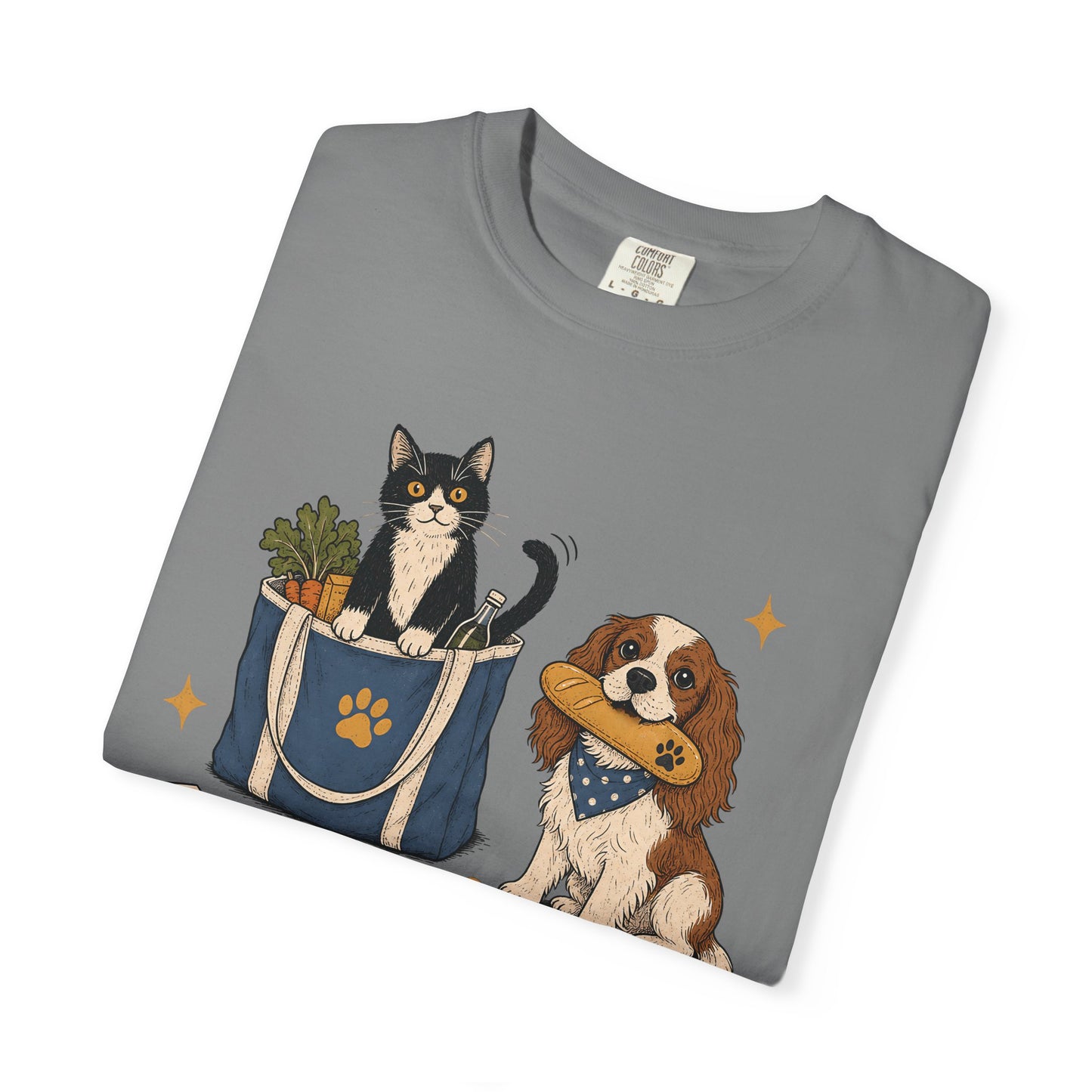 "Errands With Supervision" Funny Grocery Shopping Cat & Dog T-Shirt