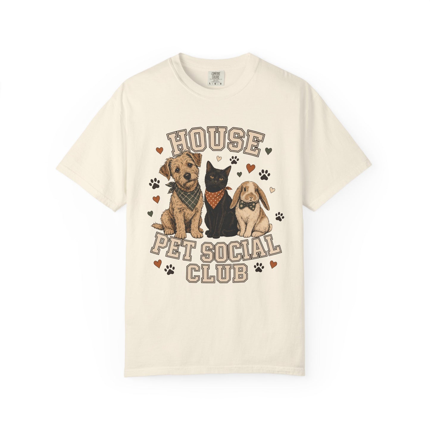 "House Pet Social Club" Varsity-Style Dog, Cat & Bunny T-Shirt