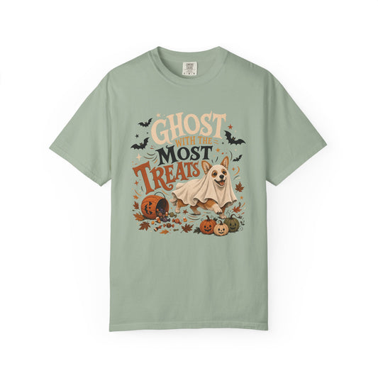 Ghost With the Most Treats T-Shirt – Funny Halloween Dog Lover Tee