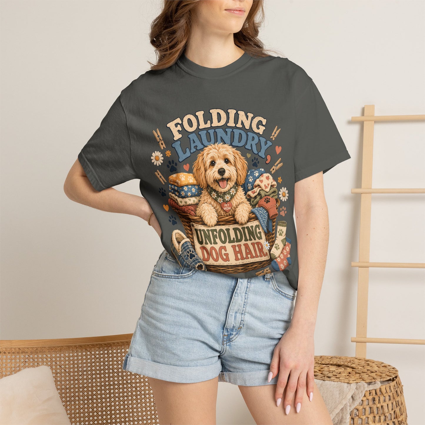 Folding Laundry Unfolding Dog Hair — Cute Pet Lover T-Shirt