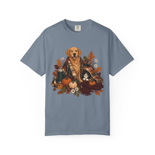 Cozy Fall Dog & Cat T-Shirt – Autumn Pet Parent Tee