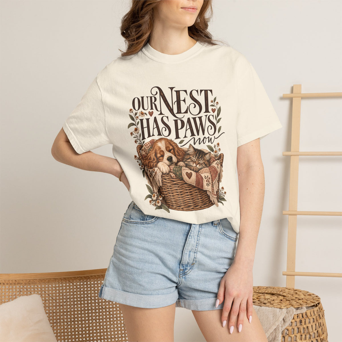 Our Nest Has Paws Now T-Shirt – Cozy Dog & Cat Lover Tee