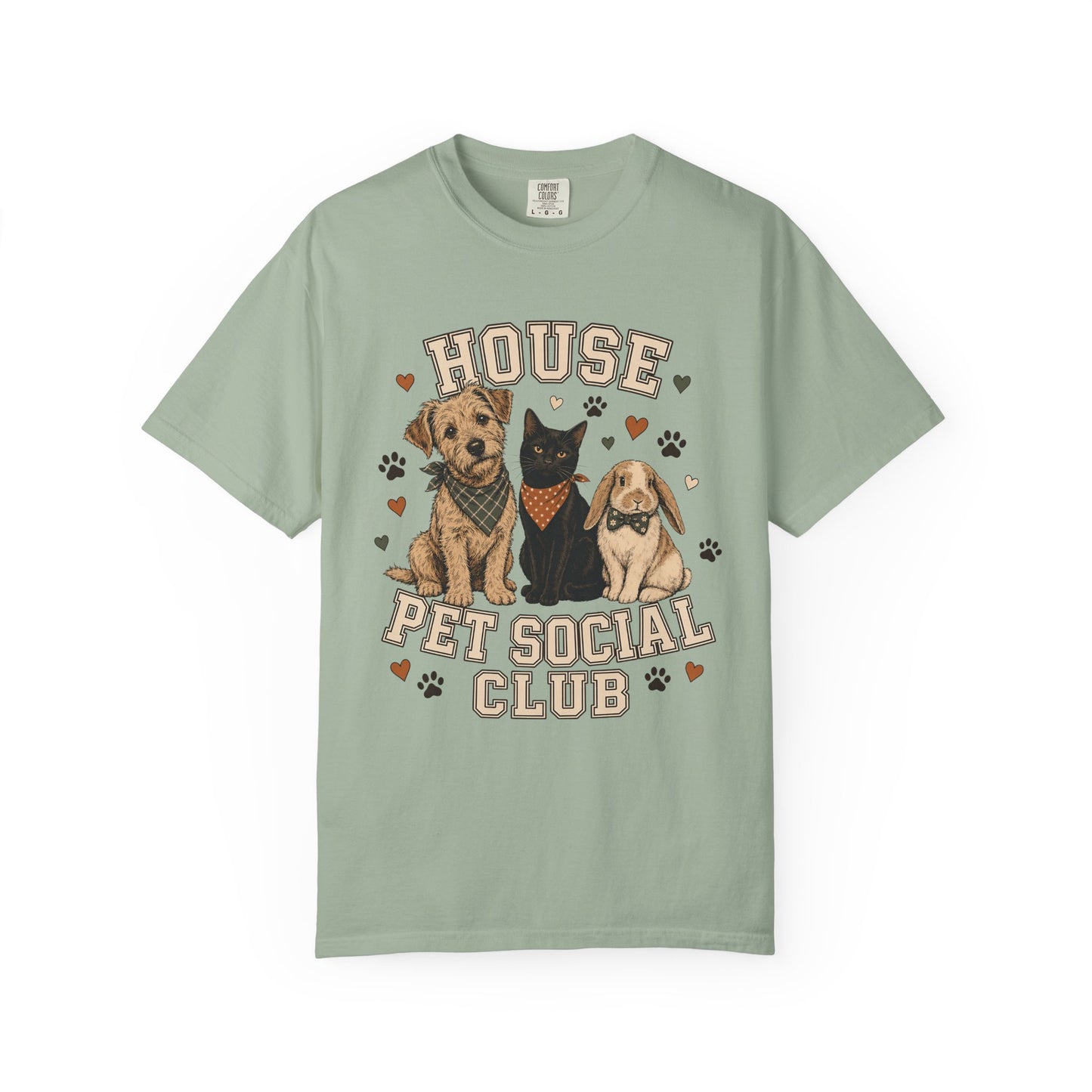 "House Pet Social Club" Varsity-Style Dog, Cat & Bunny T-Shirt