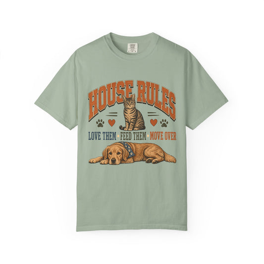 House Rules Love Them Feed Them Move Over Dog and Cat T-Shirt