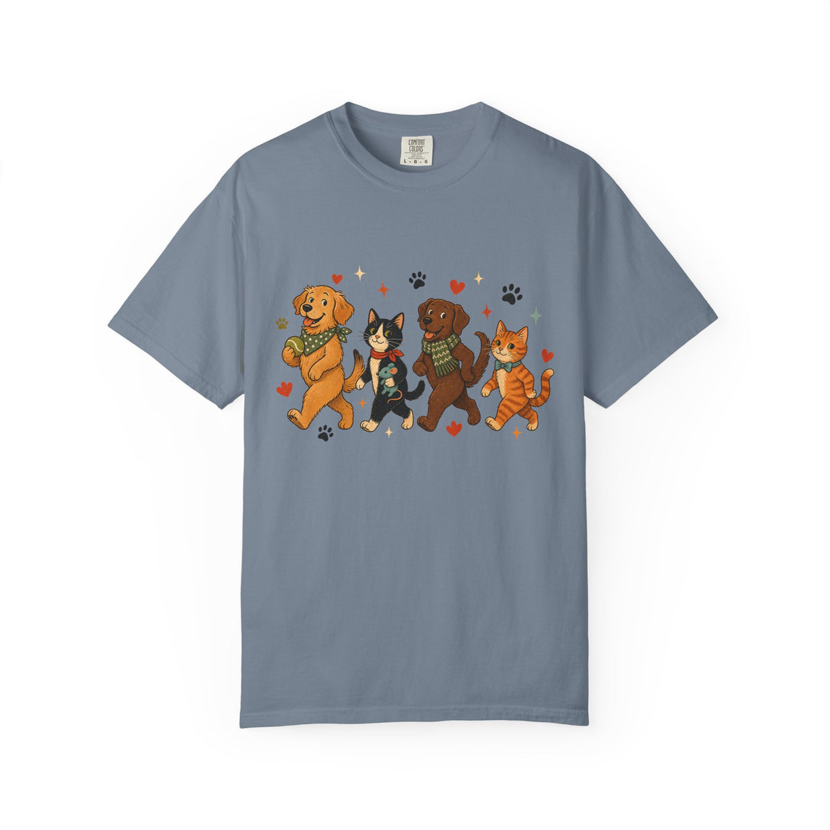 Dog and Cat Parade T-Shirt – Cute Multi-Pet Parent Graphic T-Shirt