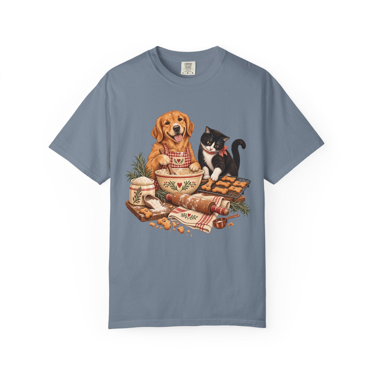 Dog & Cat Baking T-Shirt – Cozy Country Kitchen Pet Lover Tee