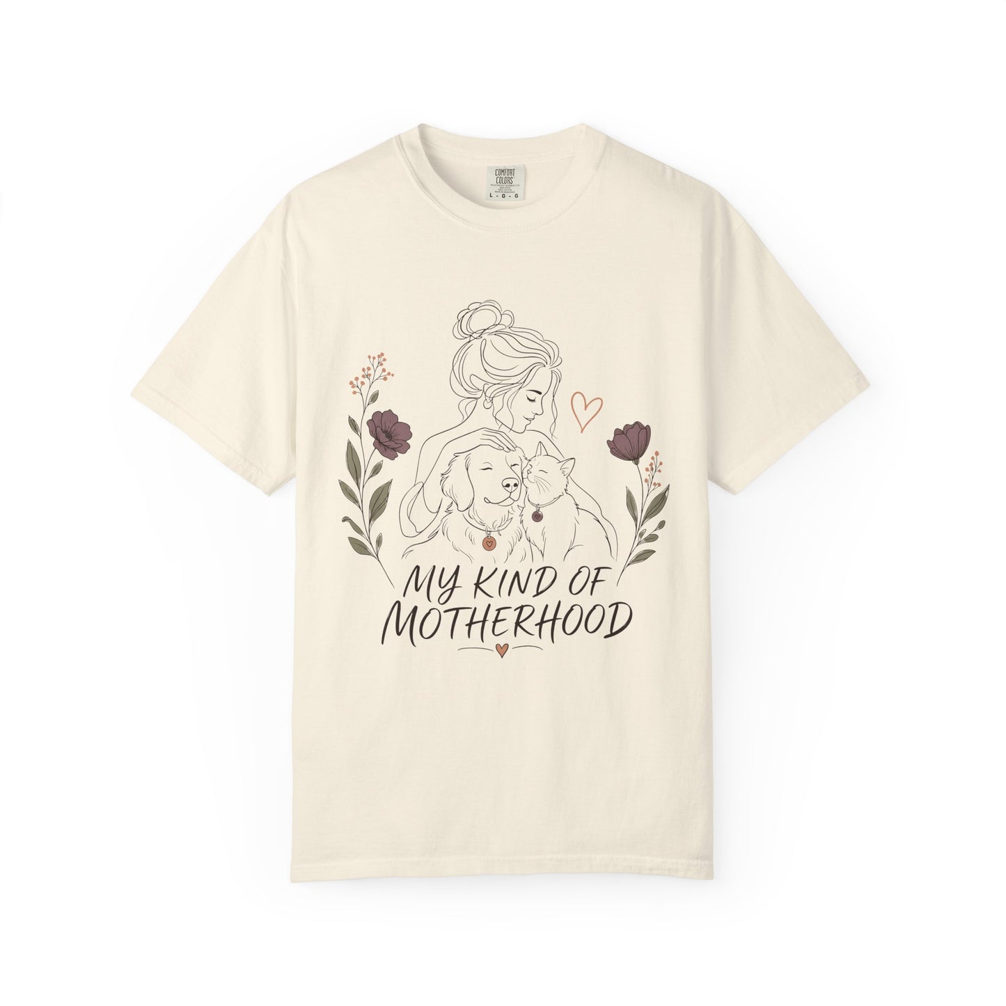 "My Kind of Motherhood" Dog & Cat Mom Line Art T-Shirt