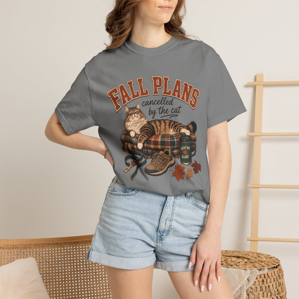 Fall Plans Cancelled By The Cat T-Shirt – Funny Autumn Cat Mom Tee