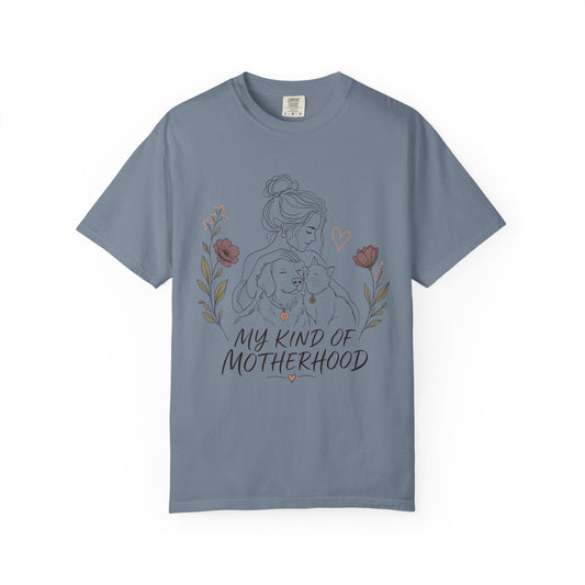 "My Kind of Motherhood" Dog & Cat Mom Line Art T-Shirt