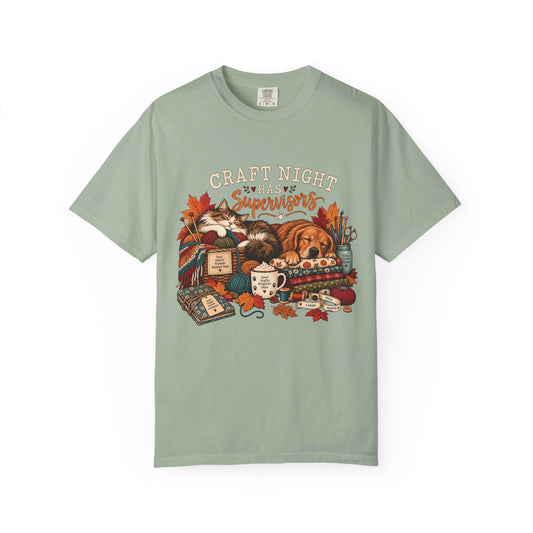 Craft Night Has Supervisors T-Shirt – Funny Dog & Cat Crafter Tee