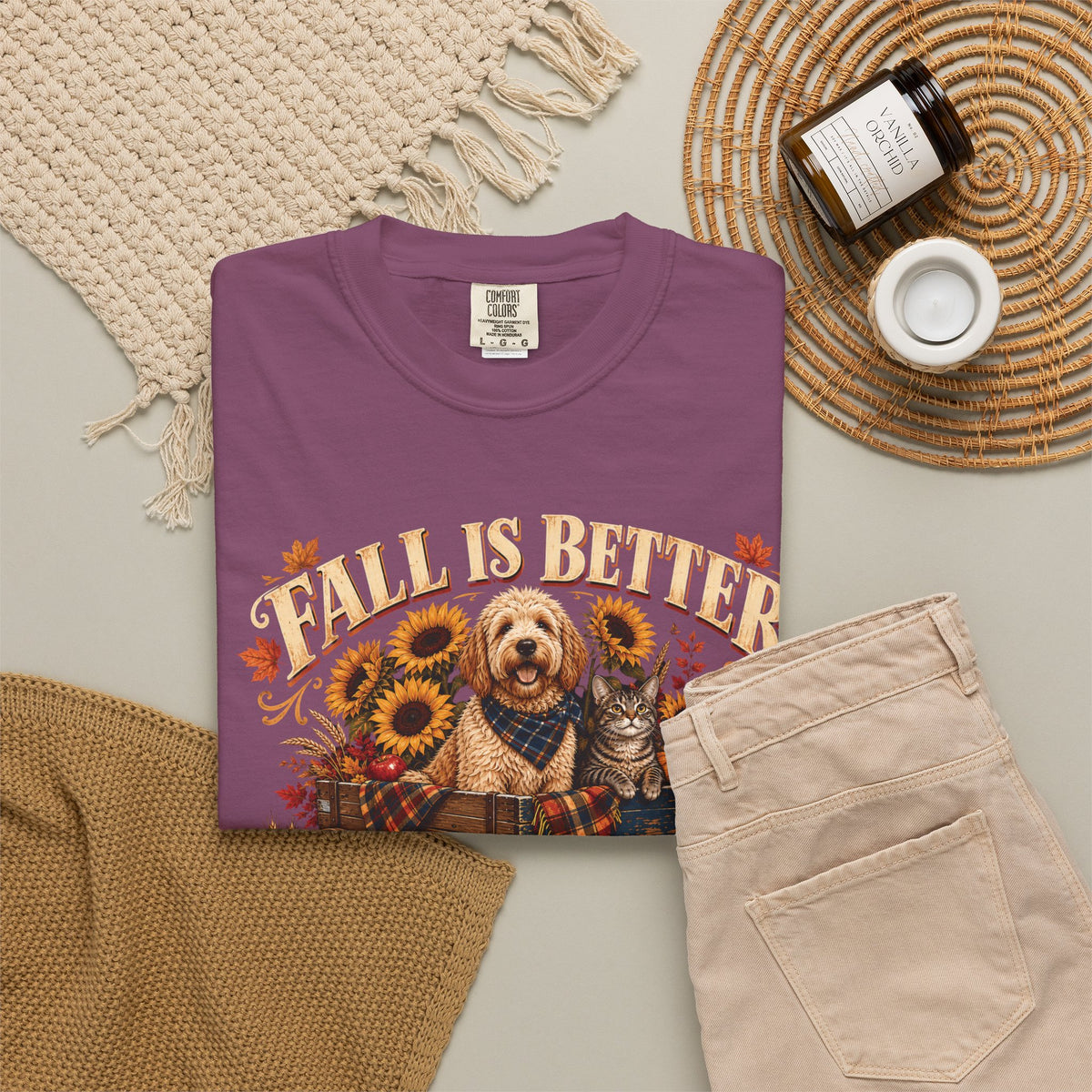 Fall Is Better With Paws – Dog & Cat Autumn T-Shirt