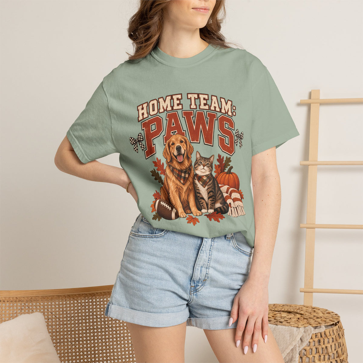 Home Team Paws T-Shirt – Football Dog & Cat Pet Lover Tee