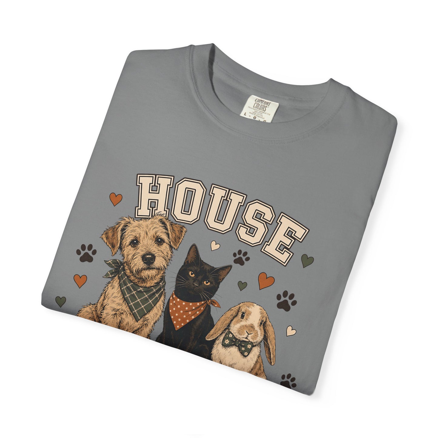 "House Pet Social Club" Varsity-Style Dog, Cat & Bunny T-Shirt