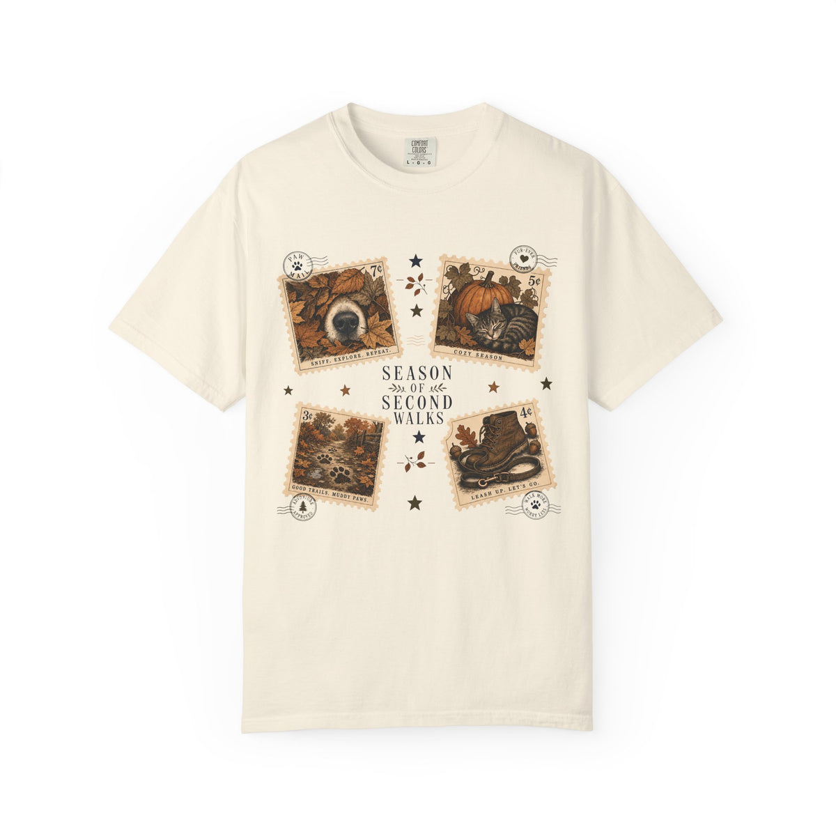 Season of Second Walks T-Shirt – Vintage Fall Dog Walking Pet Parent Tee