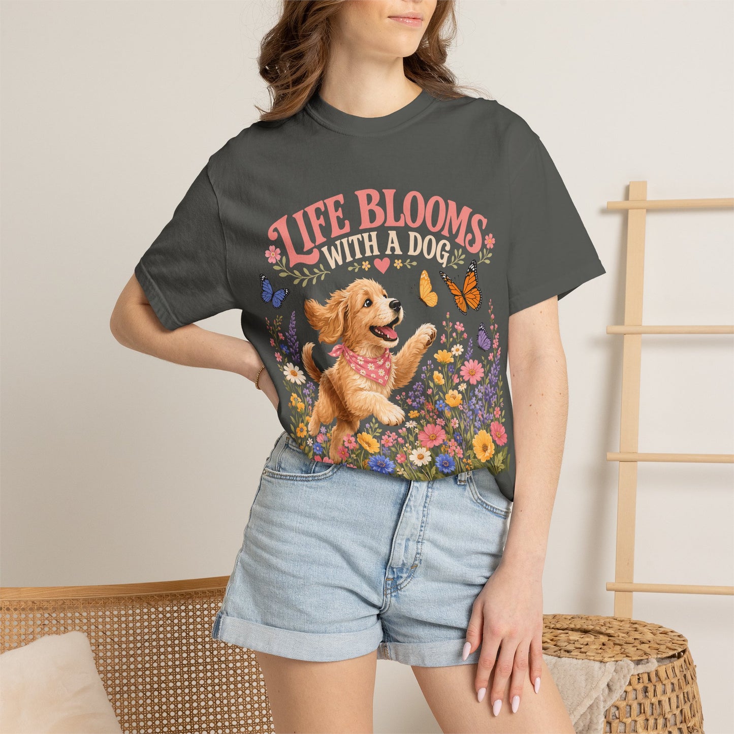 Life Blooms With a Dog — Cute Pet Lover T-Shirt