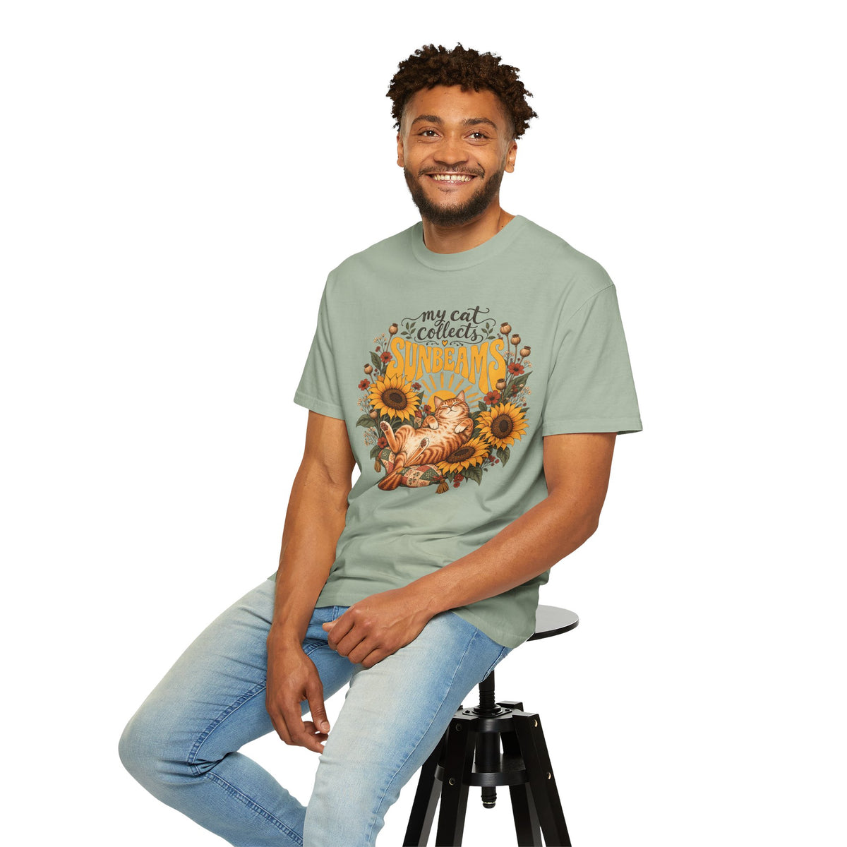 My Cat Collects Sunbeams T-Shirt – Sunflower Ginger Cat Lover Tee