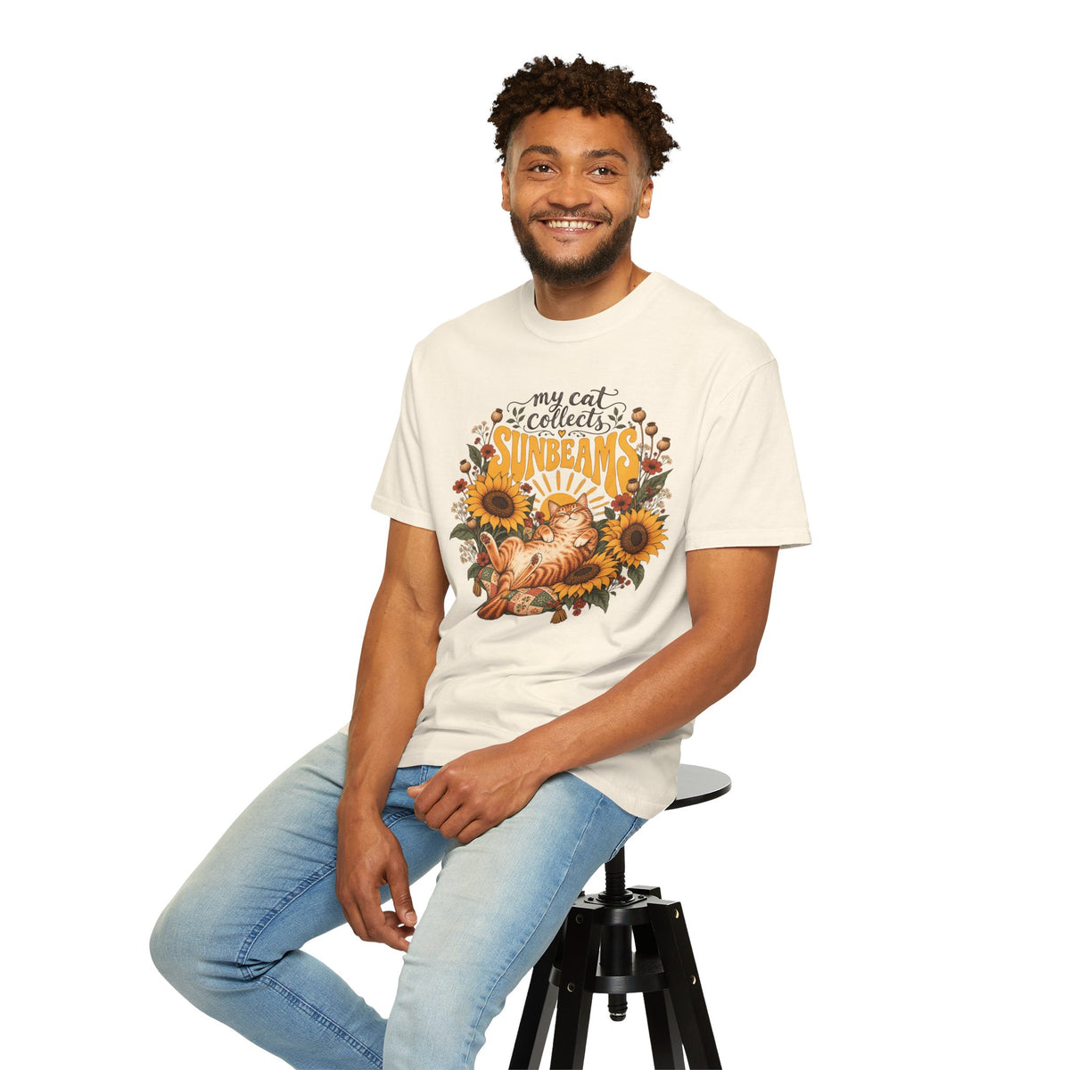 My Cat Collects Sunbeams T-Shirt – Sunflower Ginger Cat Lover Tee