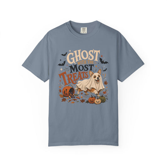 Ghost With the Most Treats T-Shirt – Funny Halloween Dog Lover Tee