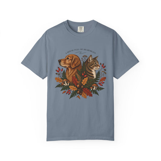 A House Full of Heartbeats T-Shirt – Botanical Dog & Cat Pet Lover Tee