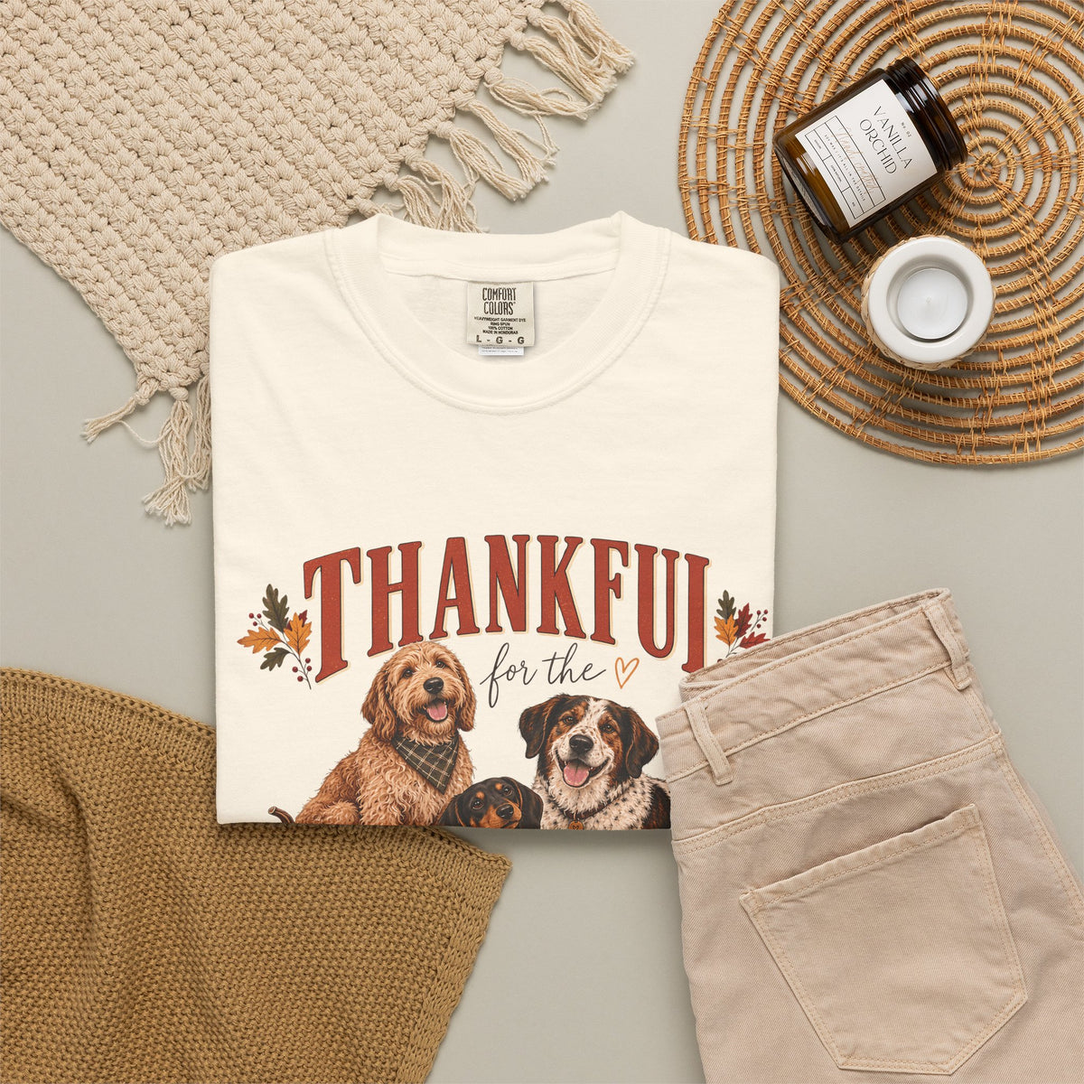 Thankful for the Paws at My Table T-Shirt – Thanksgiving Dog Lover Tee