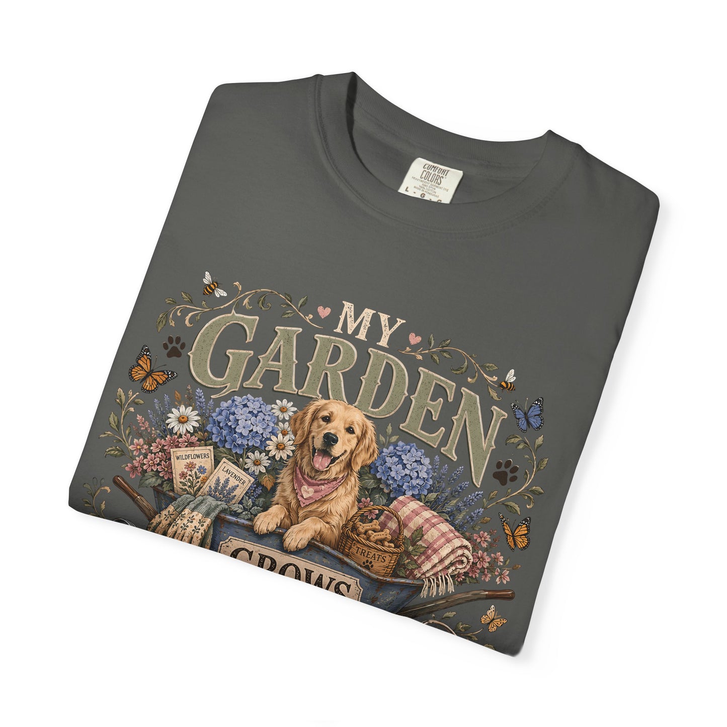 My Garden Grows Better with Paws" Dog & Gardening T-Shirt
