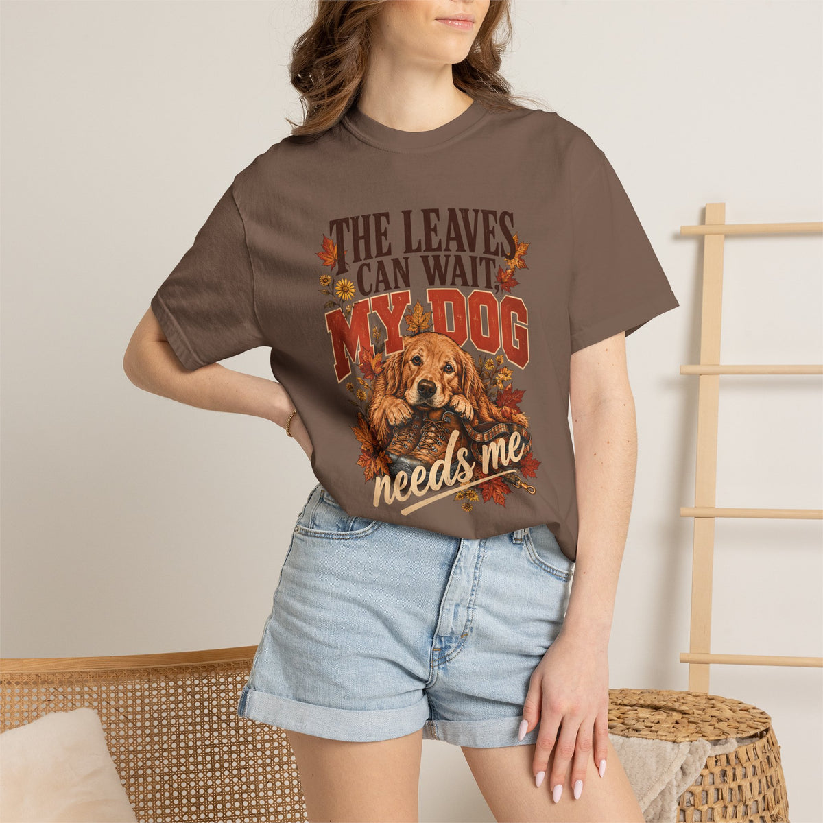The Leaves Can Wait My Dog Needs Me T-Shirt – Autumn Dog Lover Tee