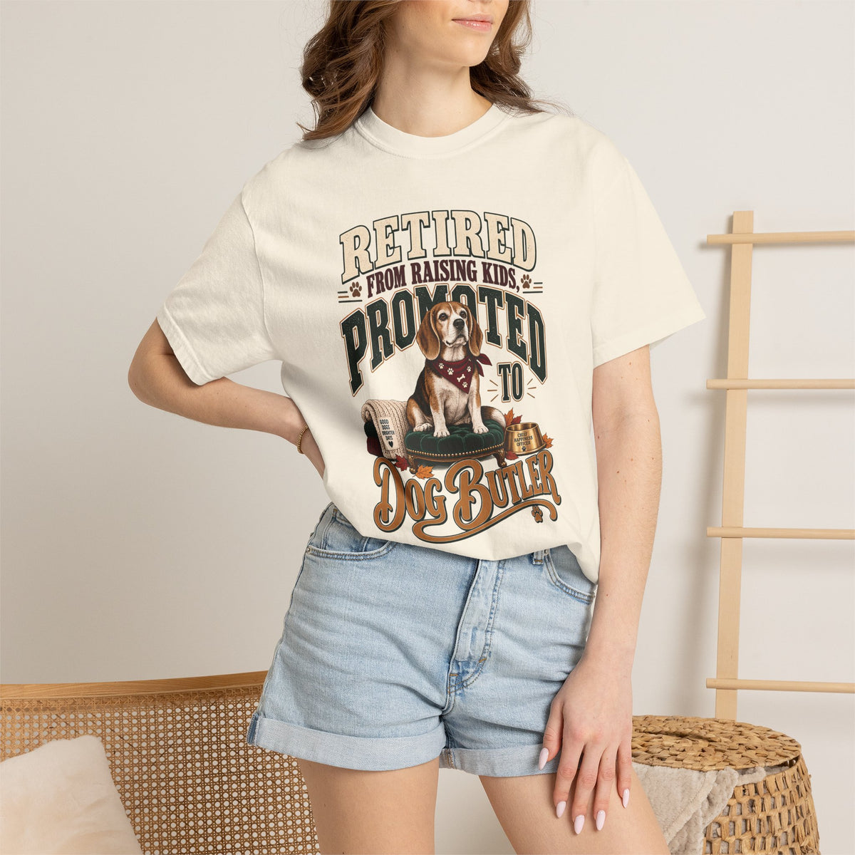 Retired From Raising Kids Promoted to Dog Butler T-Shirt – Funny Empty Nester Gift