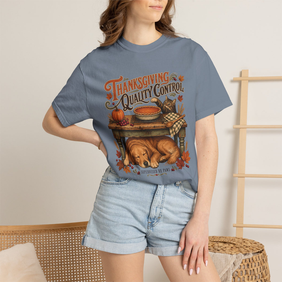 Thanksgiving Quality Control T-Shirt – Funny Dog & Cat Thanksgiving Pet Parent Tee