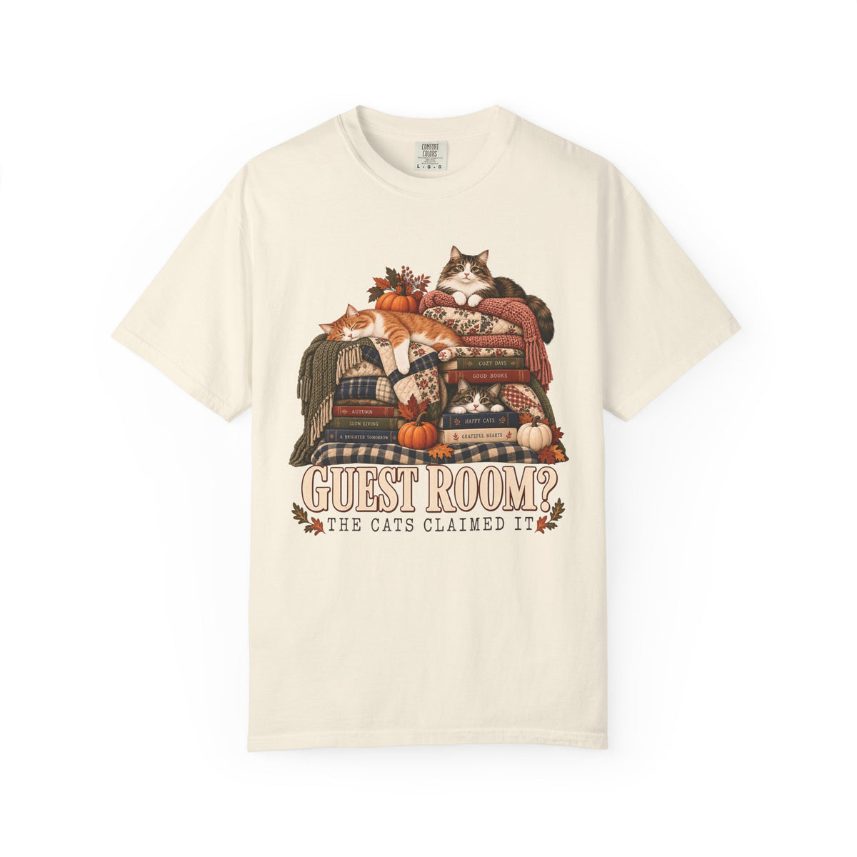 Guest Room? The Cats Claimed It T-Shirt – Funny Cat Lover Tee