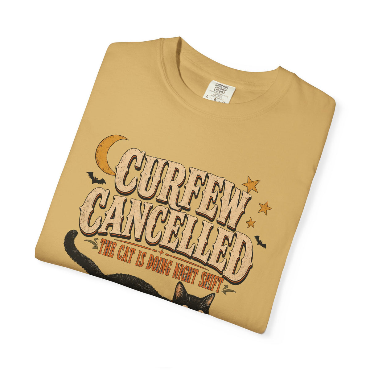 Curfew Cancelled Cat T-Shirt – Funny Halloween Cat Lover Tee