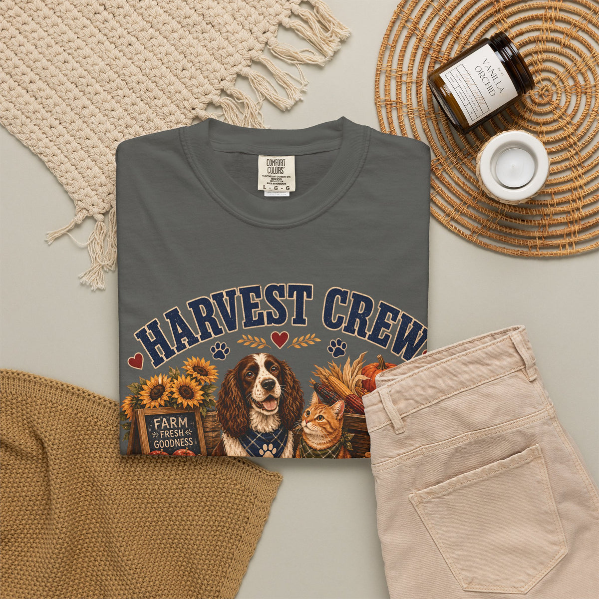 Harvest Crew – Paid in Snacks, Funny Fall Dog & Cat T-Shirt
