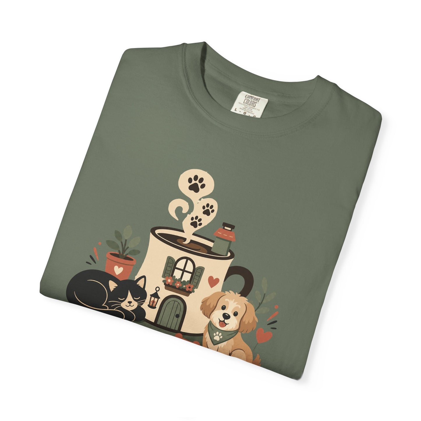 Cozy Caffeinated Covered in Fur  — Cute Pet Lover T-Shirt