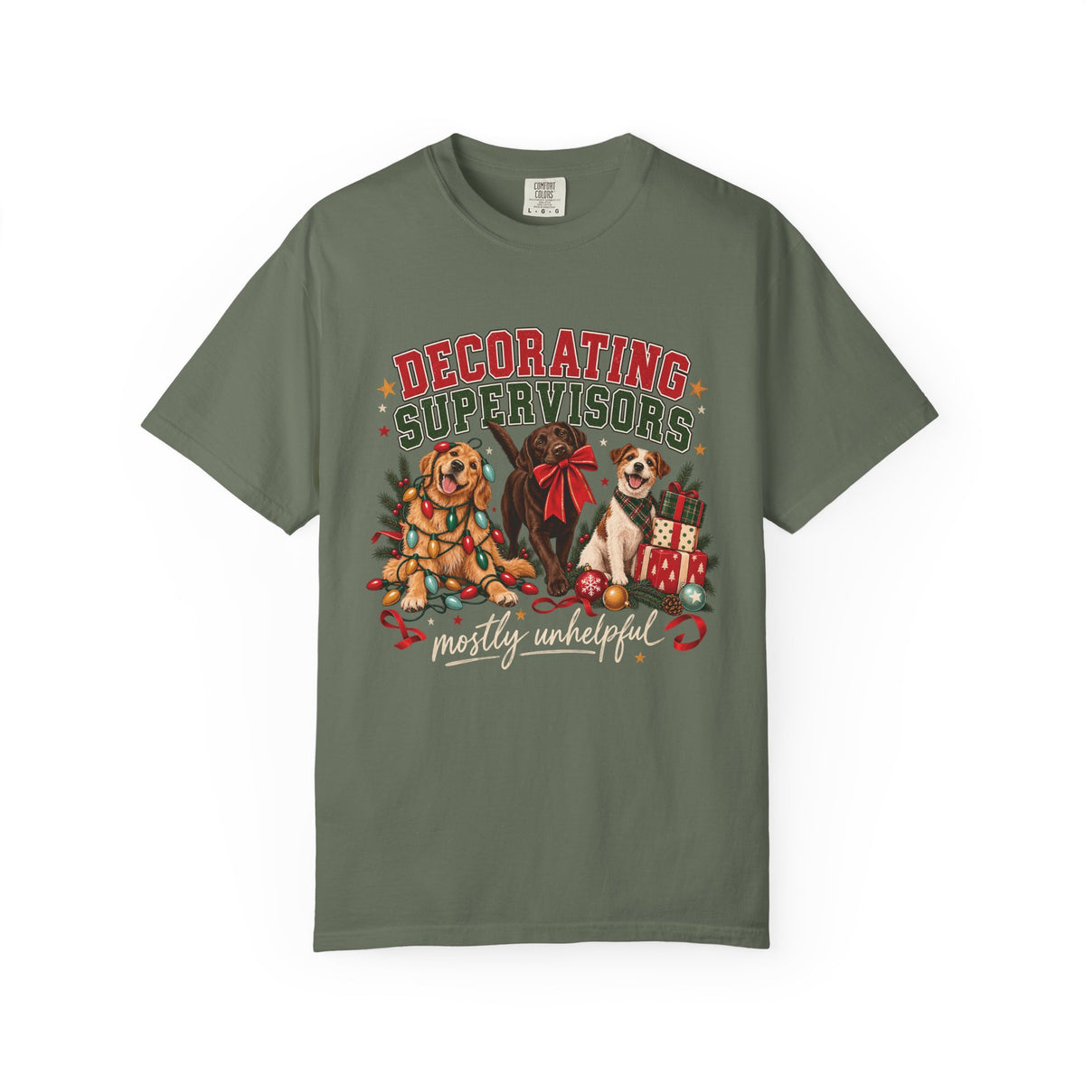 Decorating Supervisors Mostly Unhelpful T-Shirt – Funny Christmas Dog Tee