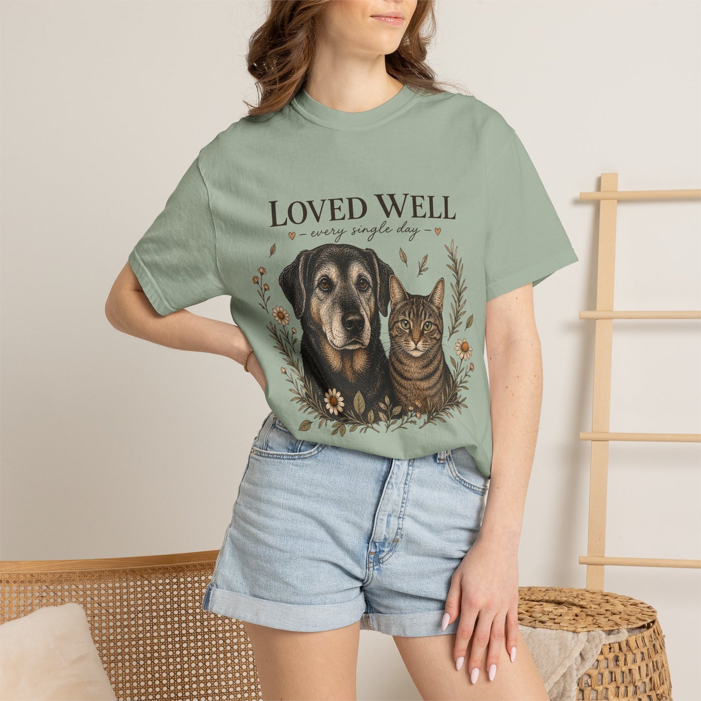 "Loved Well, Every Single Day" Dog & Cat Portrait T-Shirt