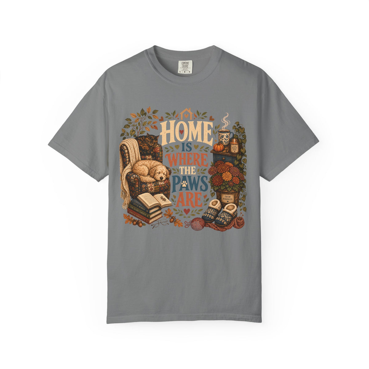 Home Is Where the Paws Are – Cozy Dog & Cat Lover T-Shirt