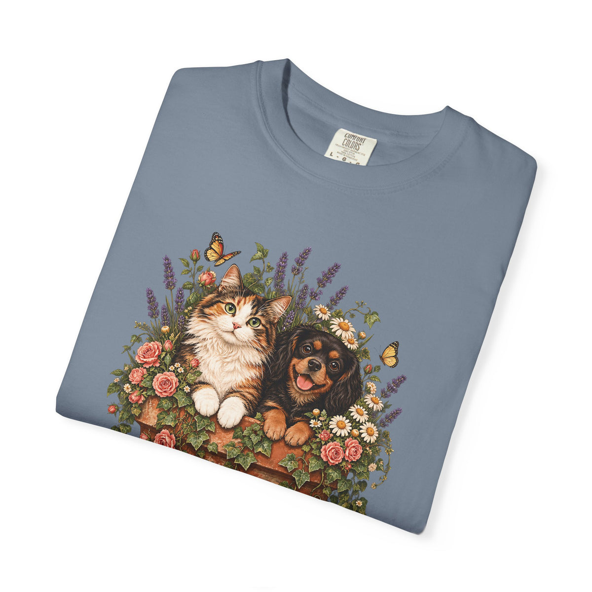 Cottage Garden Dog & Cat T-Shirt – Floral Pet Lover Tee