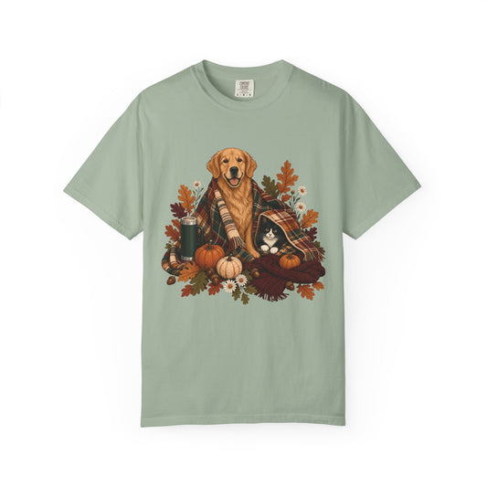 Cozy Fall Dog & Cat T-Shirt – Autumn Pet Parent Tee