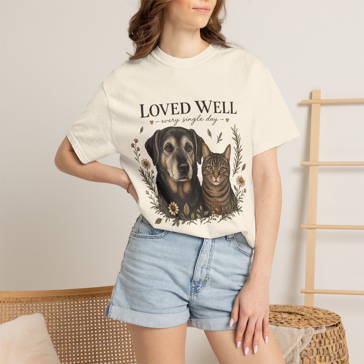 "Loved Well, Every Single Day" Dog & Cat Portrait T-Shirt