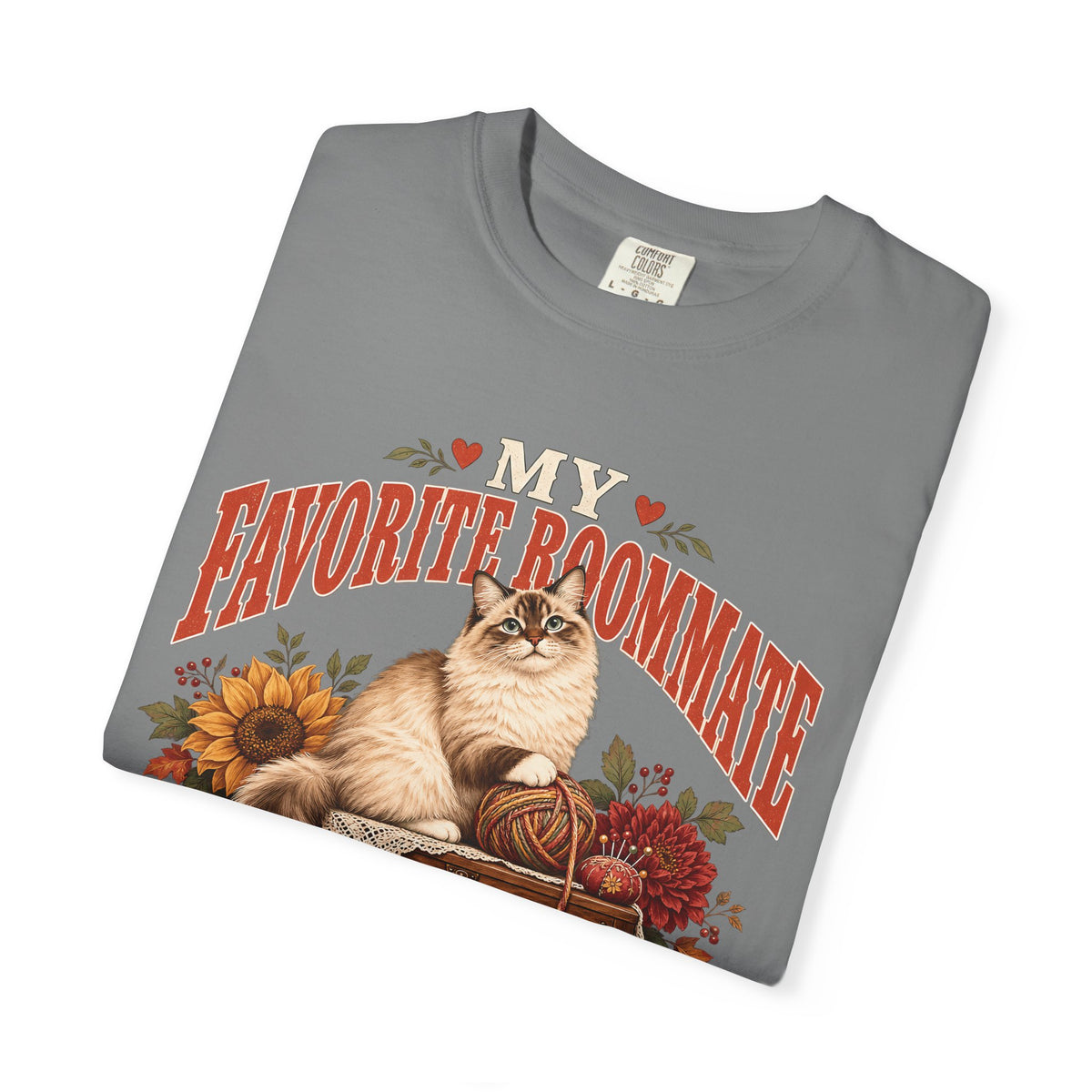 My Favorite Roommate Has a Tail T-Shirt – Cozy Cat Lover Tee