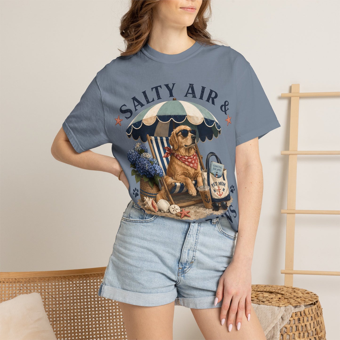 Salty Air and Sandy Paws — Cute Pet Lover Cottage T-Shirt