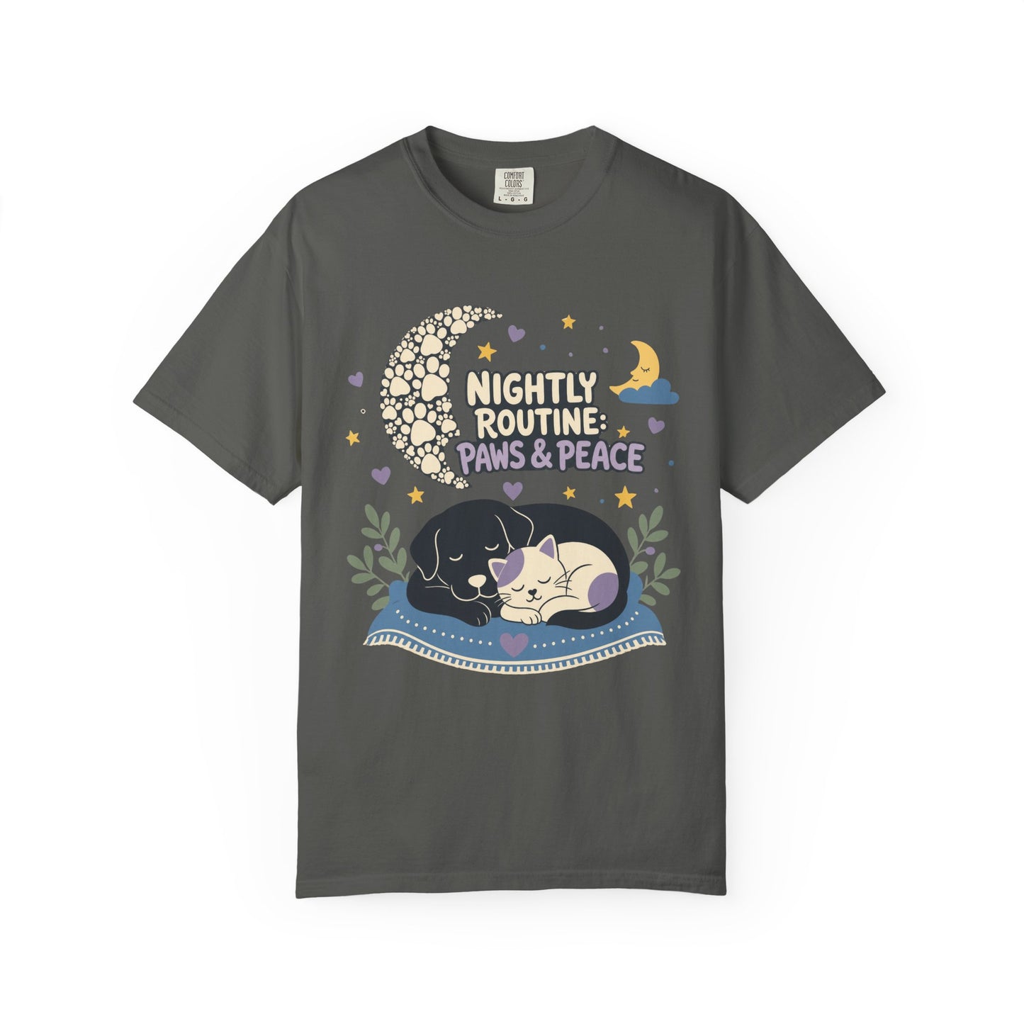 Nightly Routine Paws and Peace — Cute Pet Lover T-Shirt