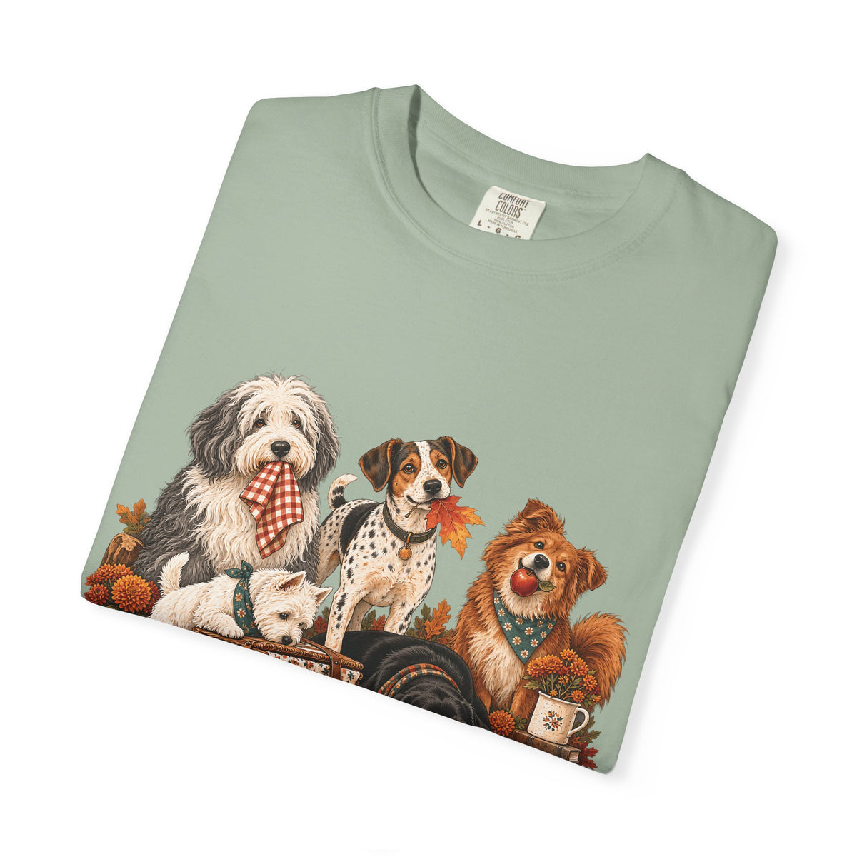 Autumn Dog Family T-Shirt – Vintage Fall Five Dogs Tee