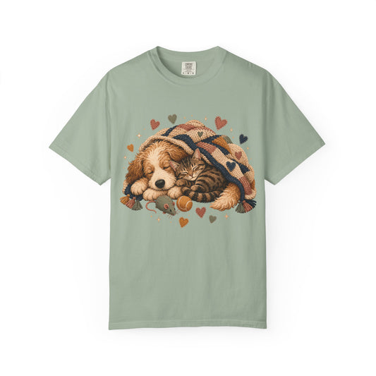 Sleeping Dog and Cat T-Shirt | Cozy Pet Lover T-Shirt