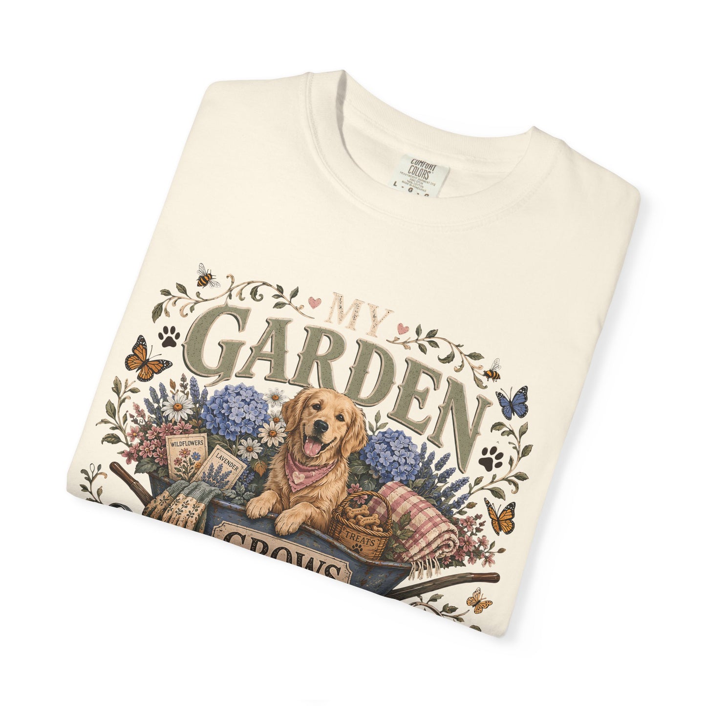My Garden Grows Better with Paws" Dog & Gardening T-Shirt