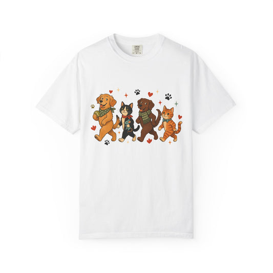 Dog and Cat Parade T-Shirt – Cute Multi-Pet Parent Graphic T-Shirt