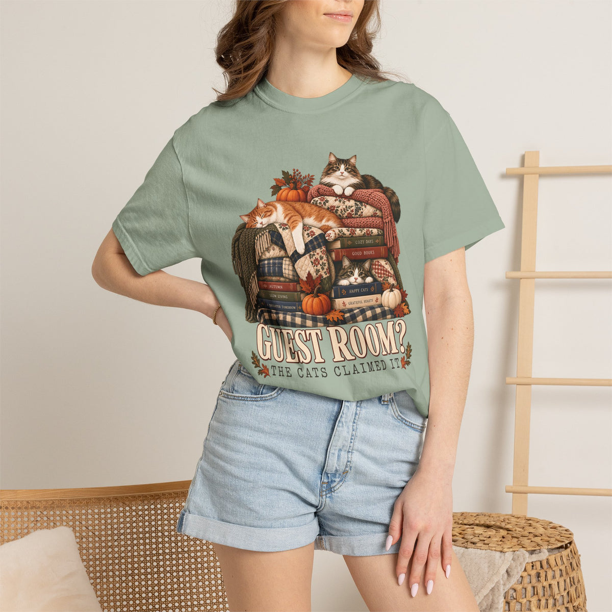 Guest Room? The Cats Claimed It T-Shirt – Funny Cat Lover Tee